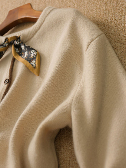 Aurora Vintage Crew Neck Cotton knitted Cardigan