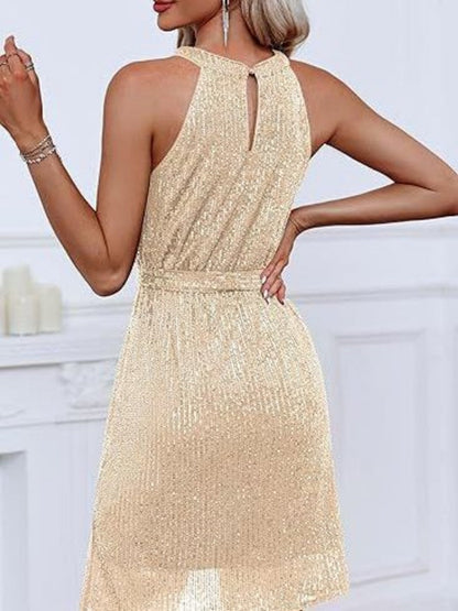 Sequins Halter Lace Up Formal Dress Parties Mini&Short Dresses