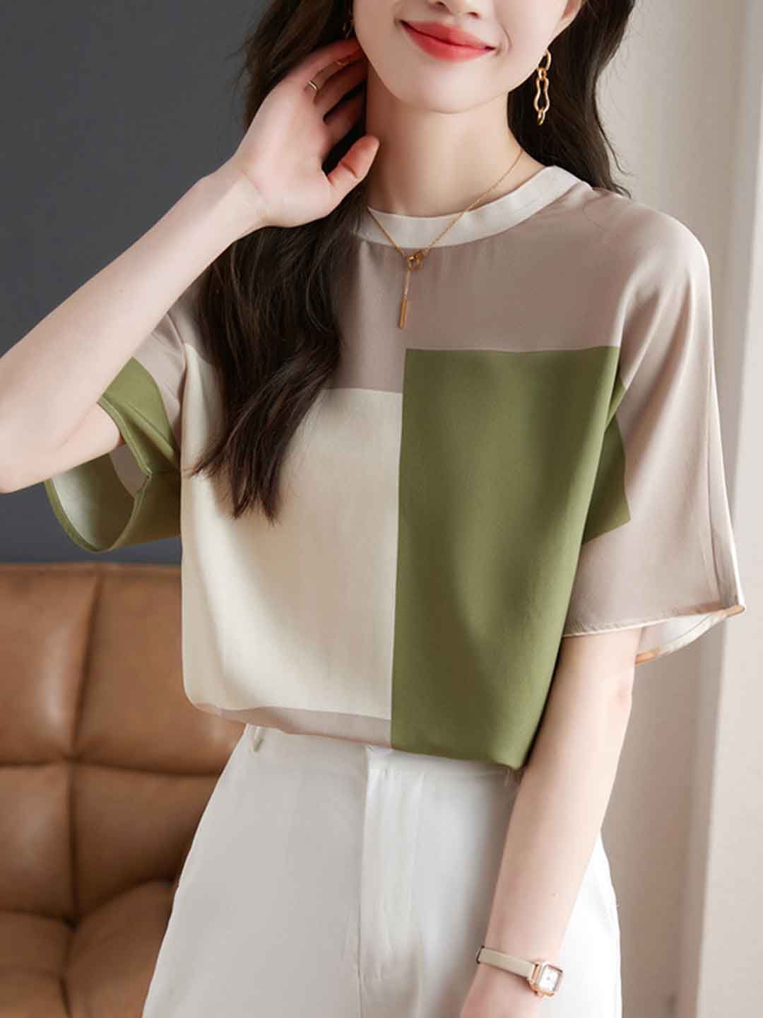 Ava Loose Patchwork Printed Top