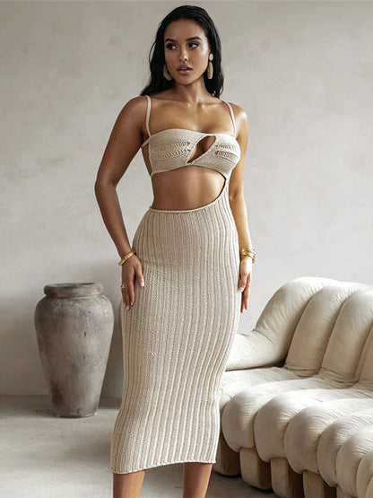 Spaghetti Strap Cutout Slim Sheath Dress