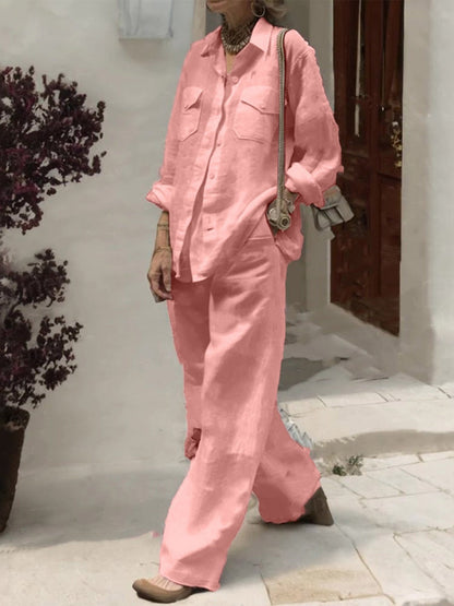 Long-sleeved Shirt And Loose-fitting Pants Two-piece Set