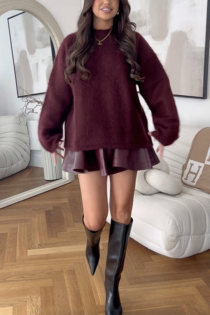 Casual Solid Crewneck Pullover Sweater