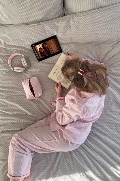 Pink Striped Heart Pajama Set