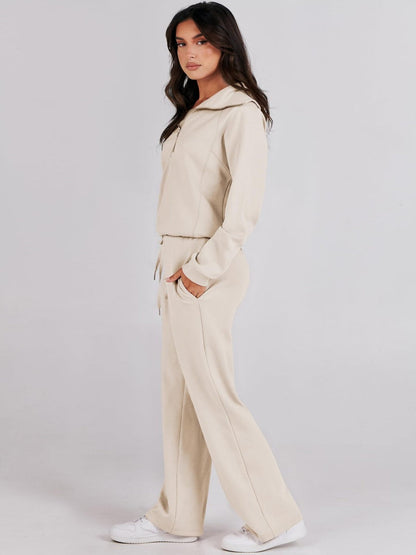 Liber Autumn Women's Zipper Solid Color 2-piece Sets