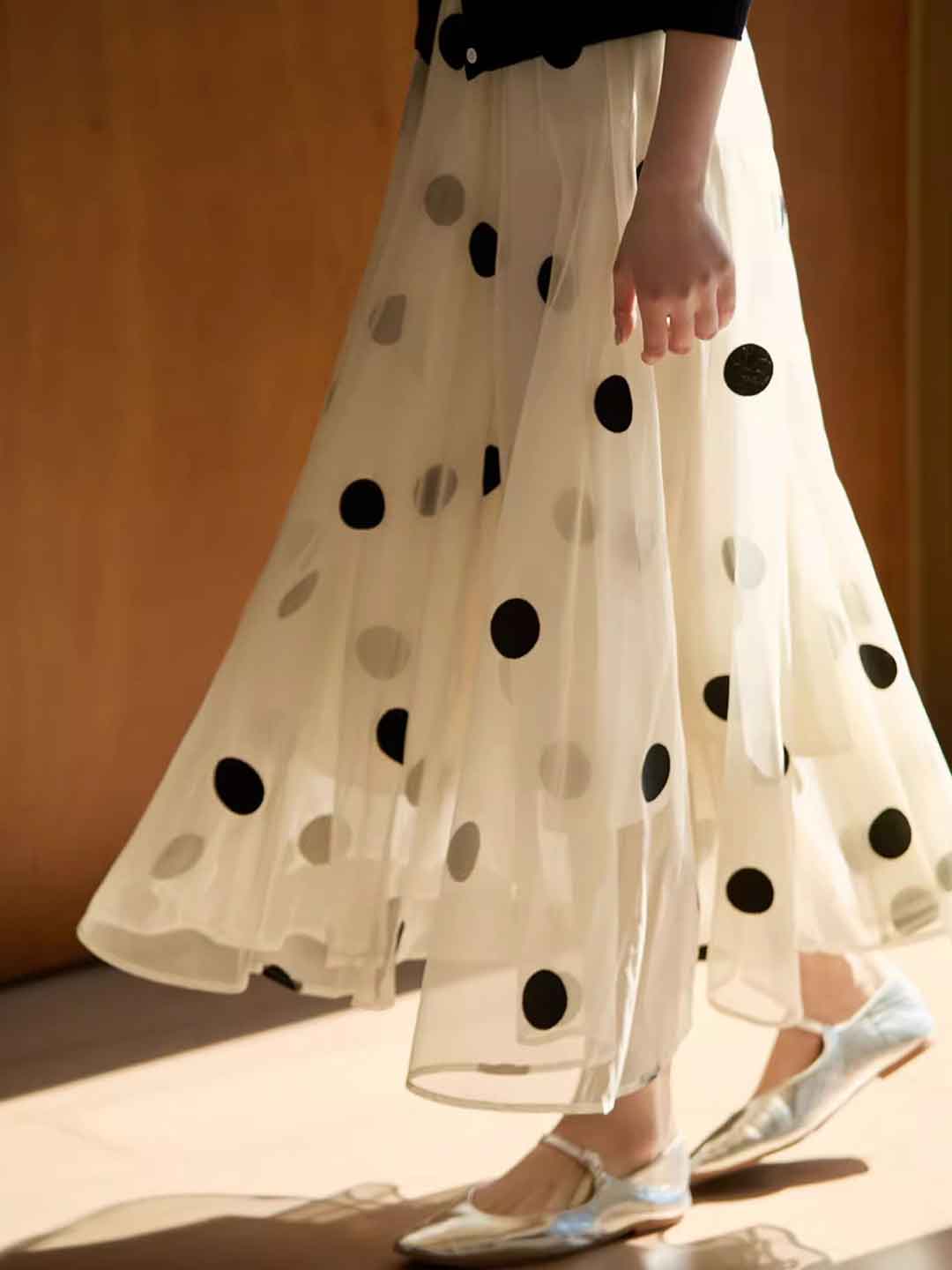 Khloe Vacation Polka Dot Mesh A-line Skirt