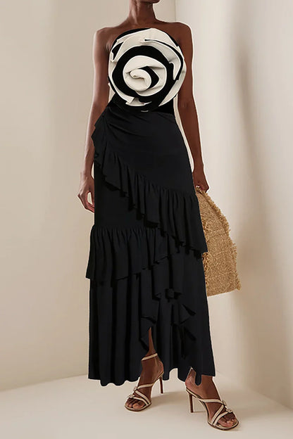 Black and White Floral Swimsuit Set