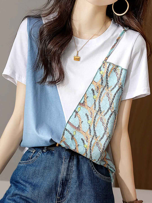 Alexa Loose Crew Neck Printed Top