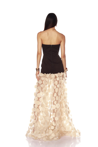 Irene Strapless Sheer Tulle Maxi Dress