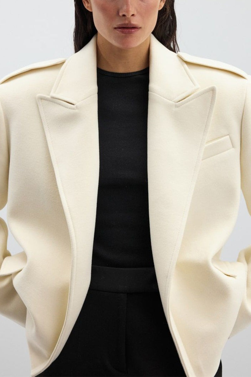 Notch-Lapel Epaulet Wool Blend Loose Coat