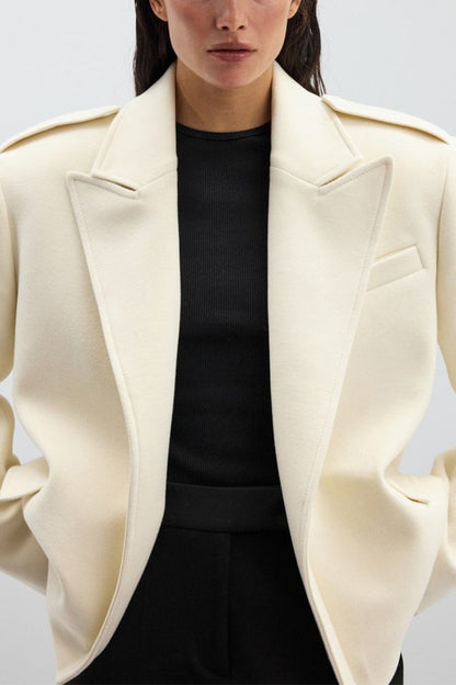 Notch-Lapel Epaulet Wool Blend Loose Coat