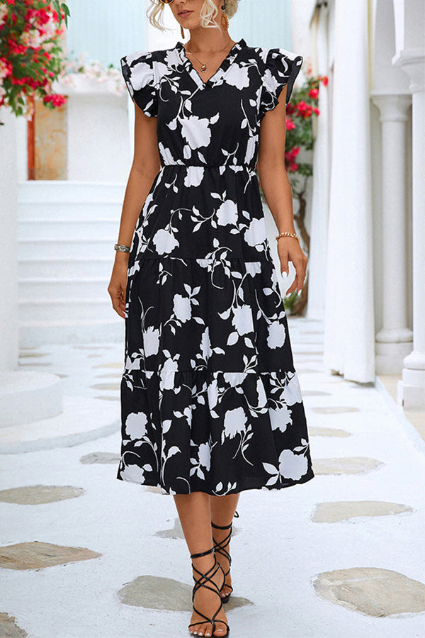 Like A Dream Ruffle Floral Midi Dress