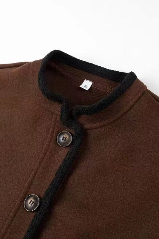 Wool Blend Colorblock Casual Coat