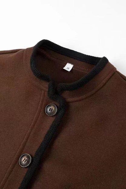 Wool Blend Colorblock Casual Coat