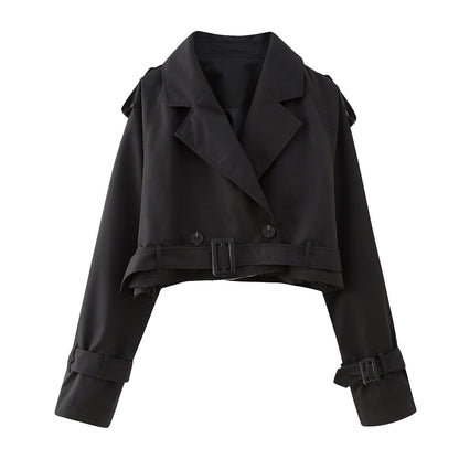 | Women's Short Double-Breasted Trench Coat