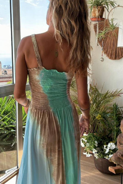 Blue Tie Dye Vacation Maxi Dress