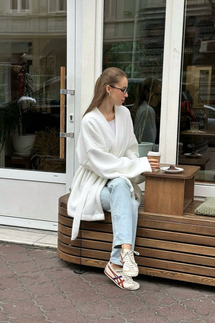 Vintage Tie-Waist Wool Blend Midi Coat