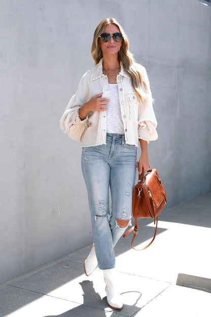 Brushed Waffle Long Sleeve Coat