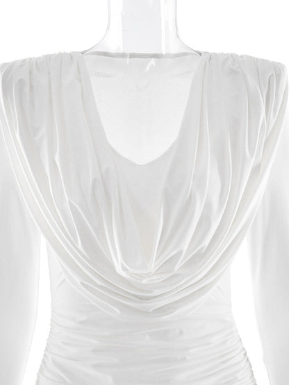 Modern Ruched Mini Dress With Deep V Neck For Women 2026