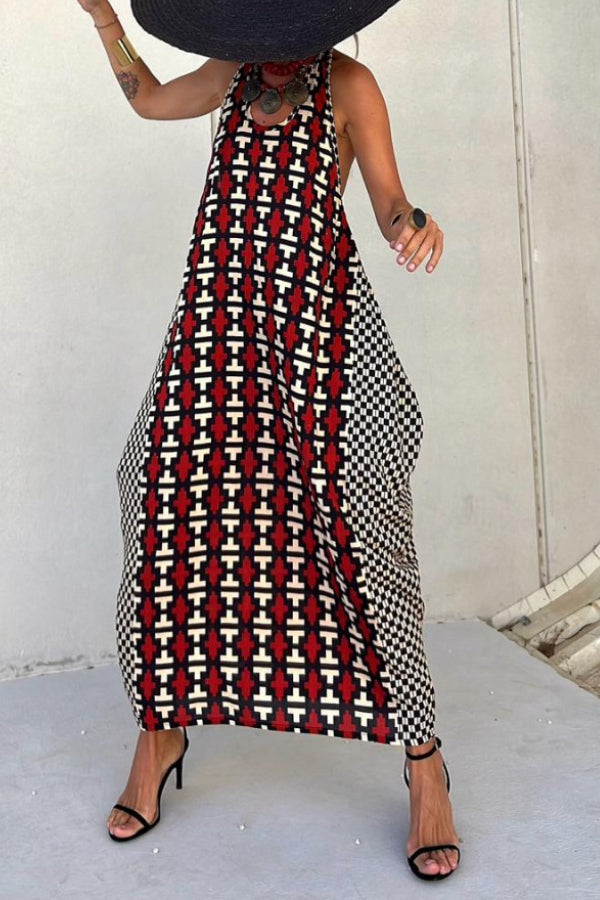 MARIN NEGRO-BEIGE RAYAS, VESTIDO LARGO