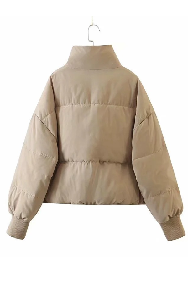 Stand Collar Zipper Pocket Thick Warm Cotton Jacket