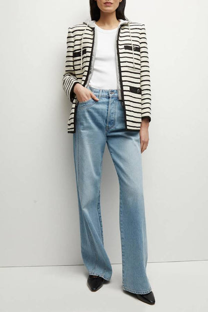 Foster Striped Dickey Jacket in Ivory Black