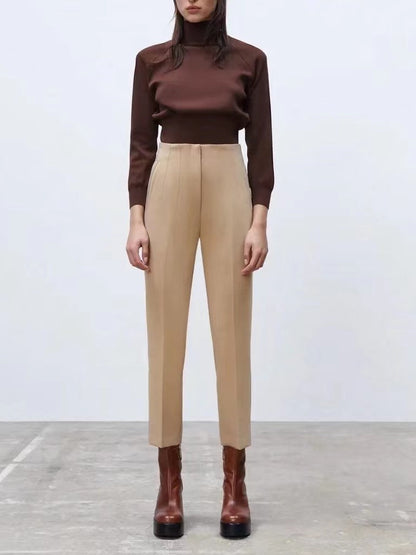 Beige/ Off White High Waist Ankle Length Pants