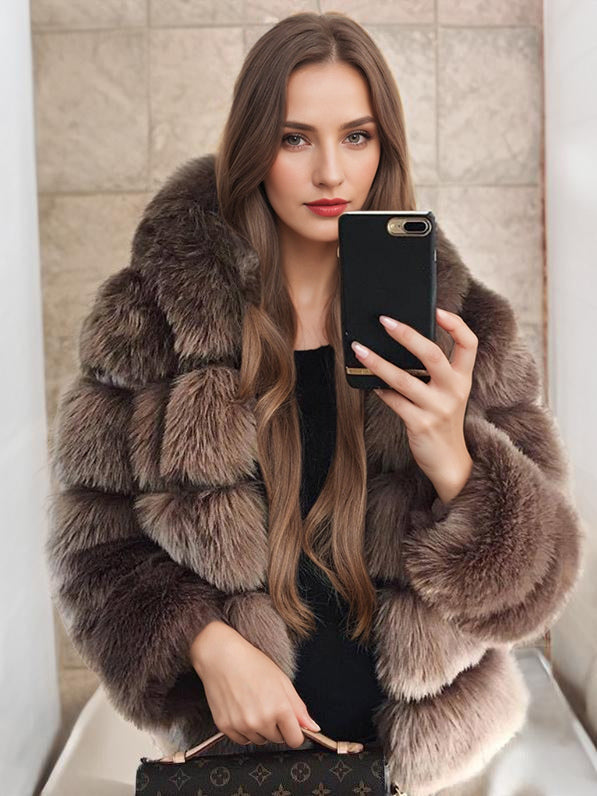 Faux Fur Coat With Hood Warm Winter 2026 Short Plush Eco-friendly Fur Coat For Women