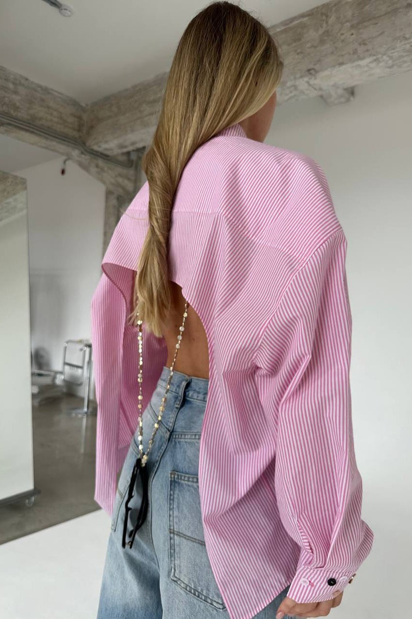 Back Stripe Button Detail Blouse