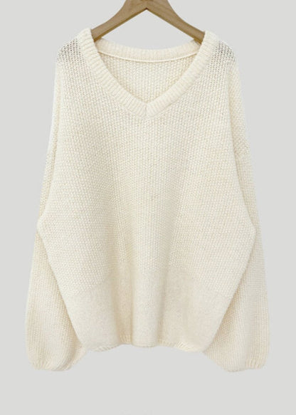 Cozy V-neck Loose Knit Pullover