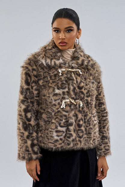 Leopard Print Faux Fur Coat