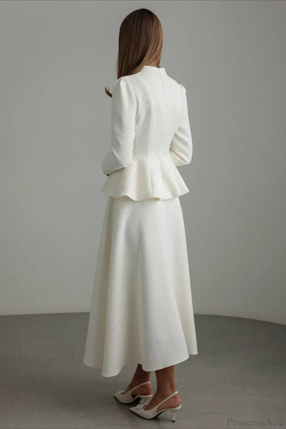 3D Floral Lace Ruffled Hem Elegant Two Piece Set