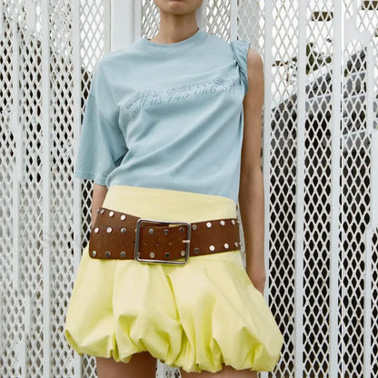 3D Flower Denim Micro Skirt