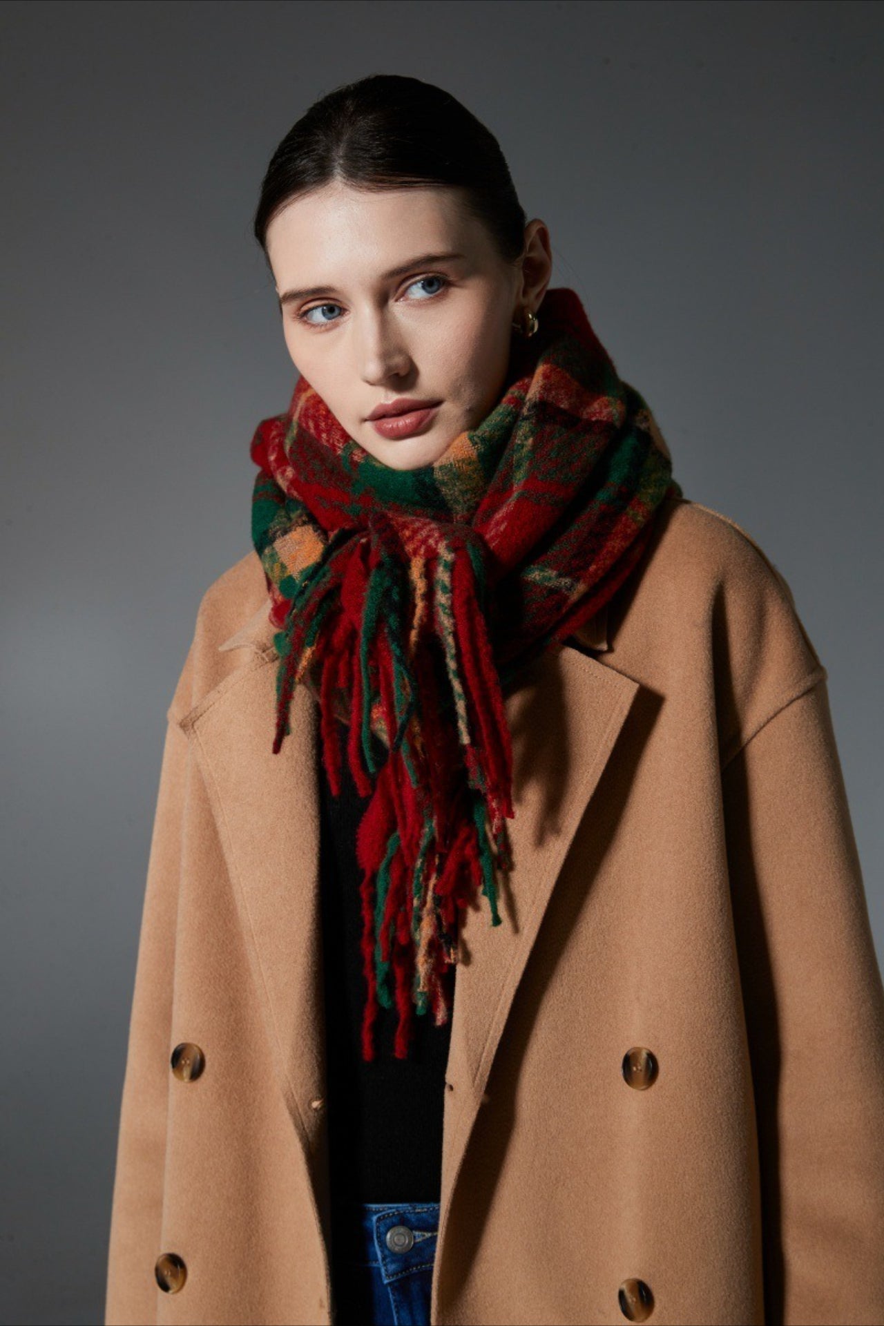 Plaid Fringe Scarf