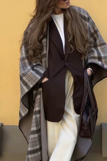 Retro Plaid Two-sided Wrap Coat