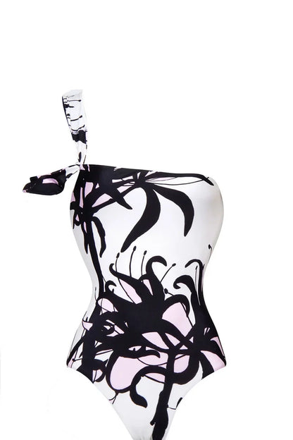 Chinese Ink Print One Piece Swimsuit Set