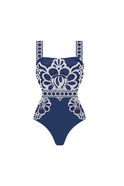 Ethnic Print Swimsuit Set