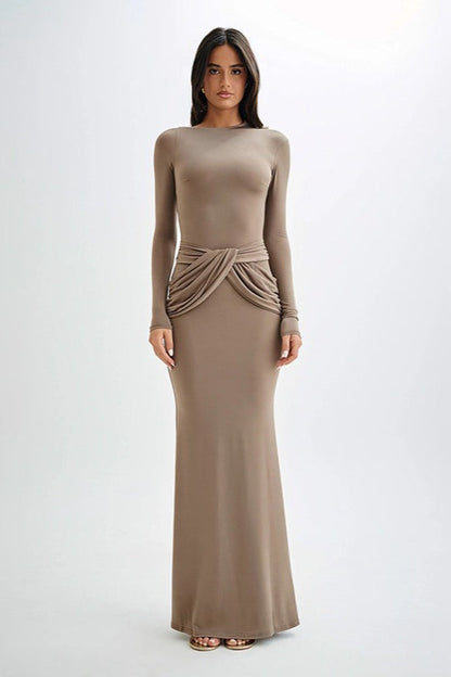Long Sleeve Crew Neck Maxi Dress