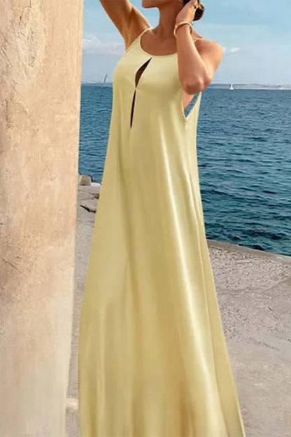 Spaghetti Strap Keyhole Cutout Loose A-Line Maxi Dress