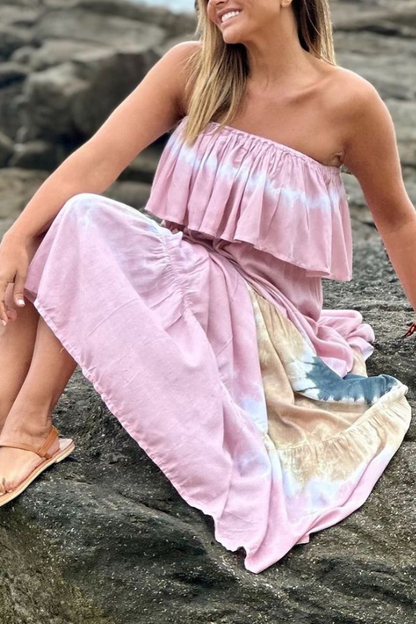 Ruffled Handmade Batik Maxi Dress