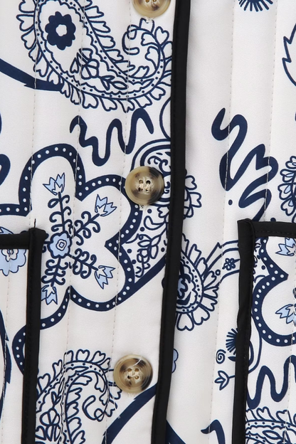 Printed Casual Quilted Cotton Jacket