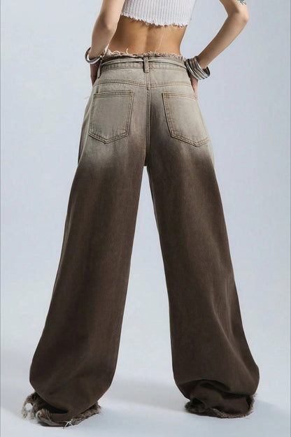Ombre Low Rise Straight Leg Jeans