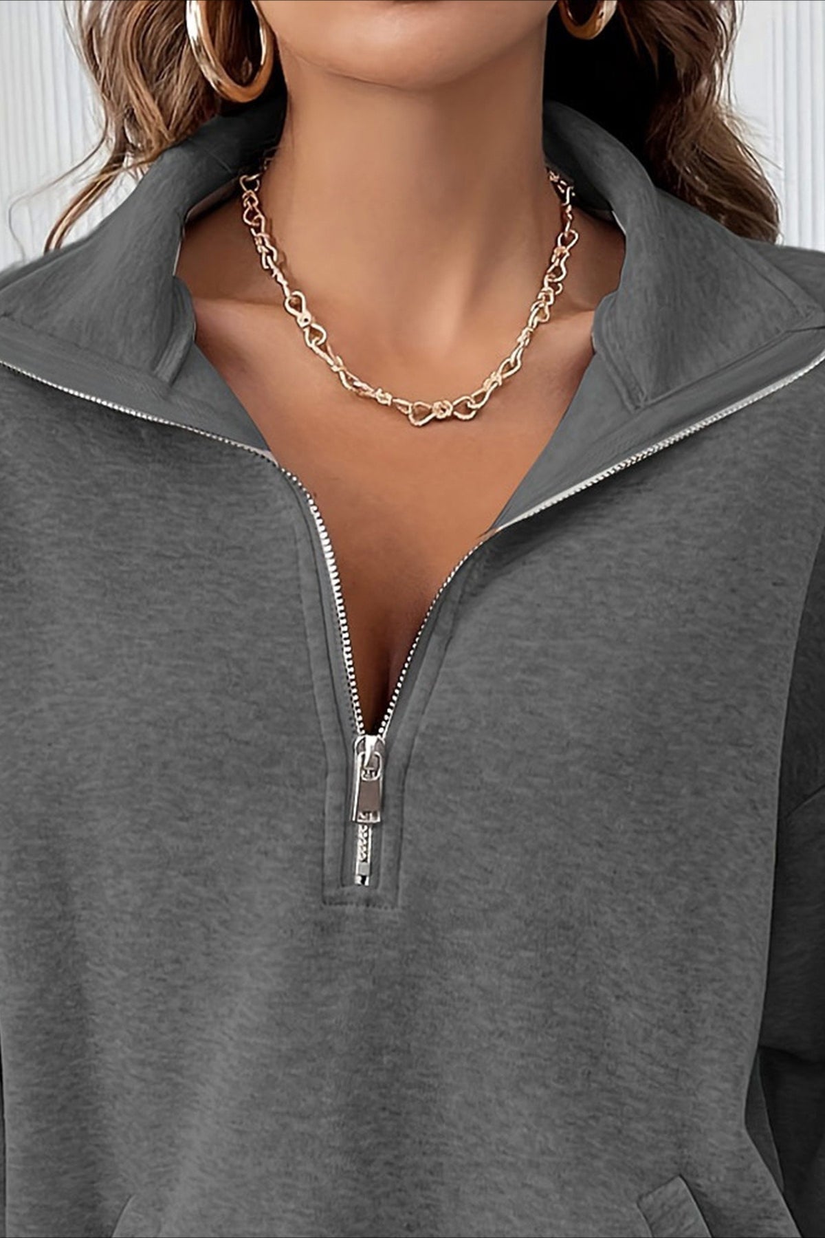 Casual Half Zip Pullover Sweatshirt