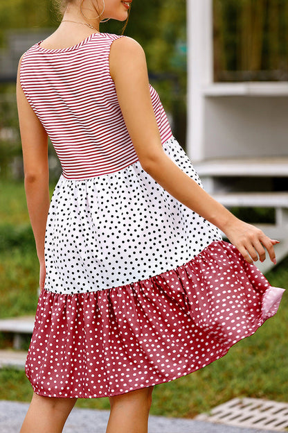 Polka dot mosaic large swing dress