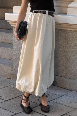 French Style Puff Skirt Spring Midi Skirt