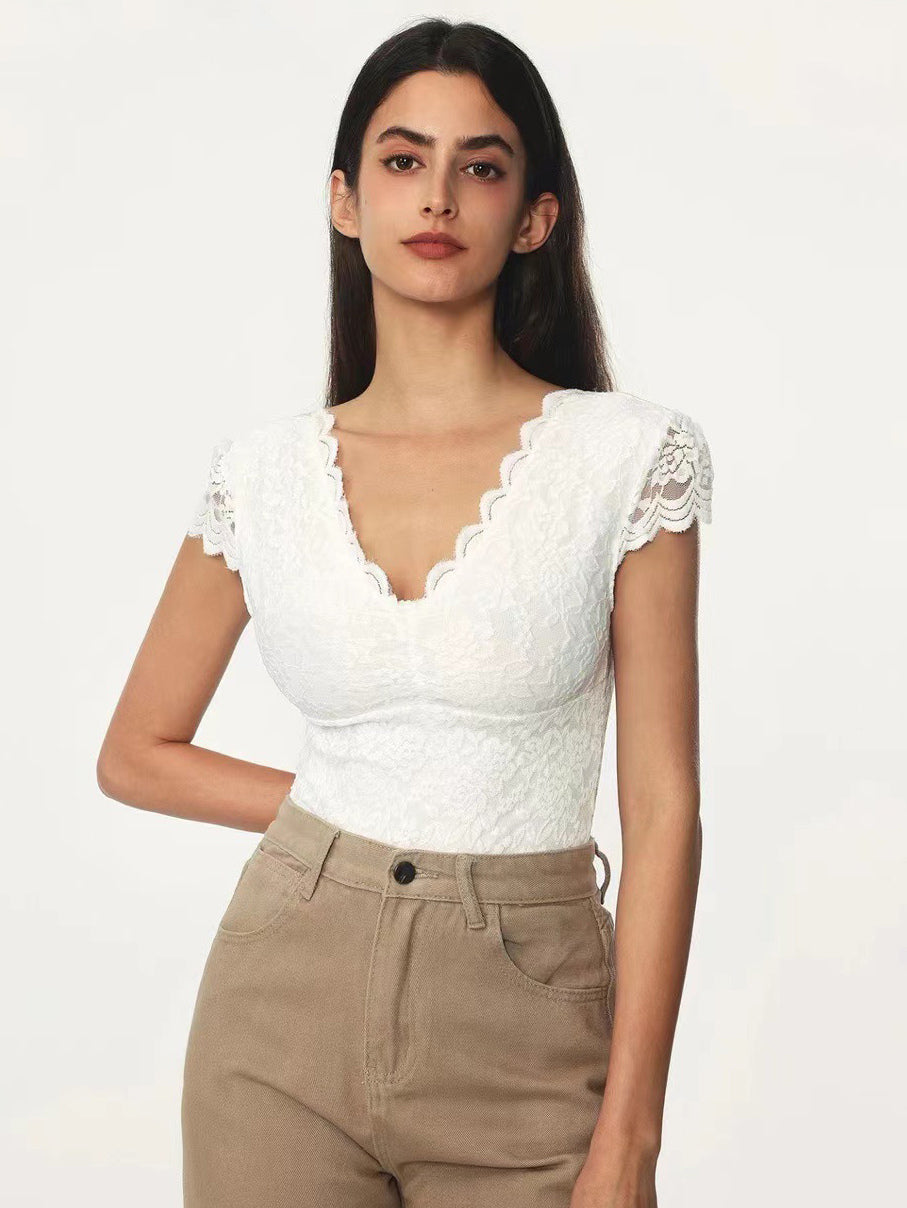 Bodysuit White Lace Tops For Women
