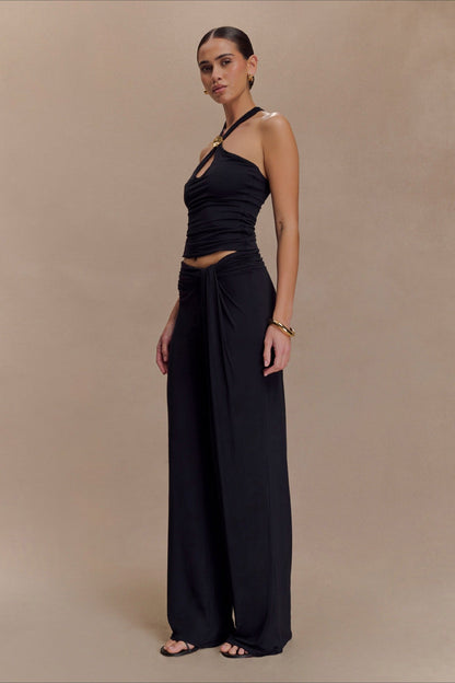 Metal Trim Halter Cutout Chic Tank Top