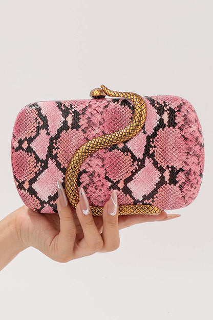 Fashionable Snake-embellished Evening Clutch