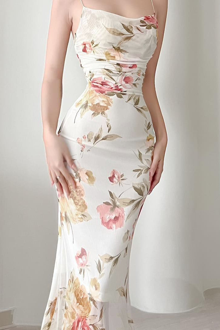Floral Mesh Cami Mermaid Party  Dress