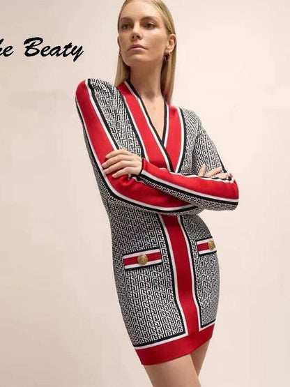 Print Red And Black Dress