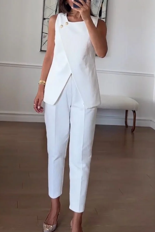 Fashion Commuter Irregular Vest & Pants Two-piece Set